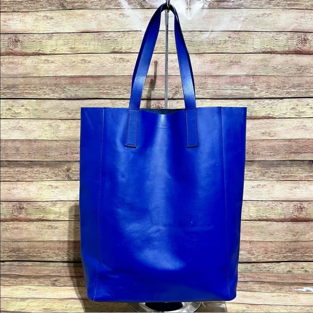 Blue leather Everlane The Day Magazine Tote